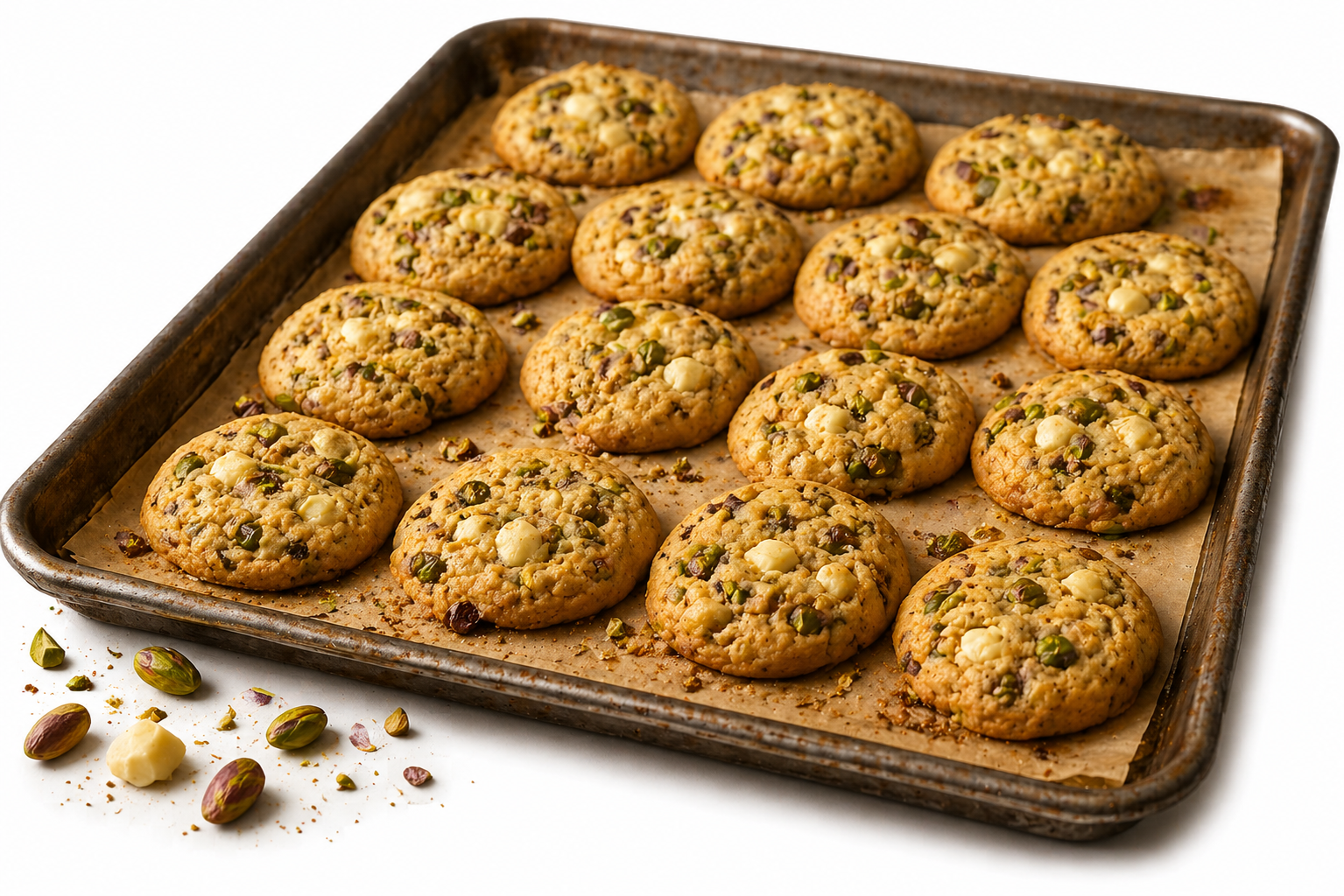VANILLA, WHITE CHOCOLATE, PISTACHIO PROTEIN COOKIE MIX. click for details